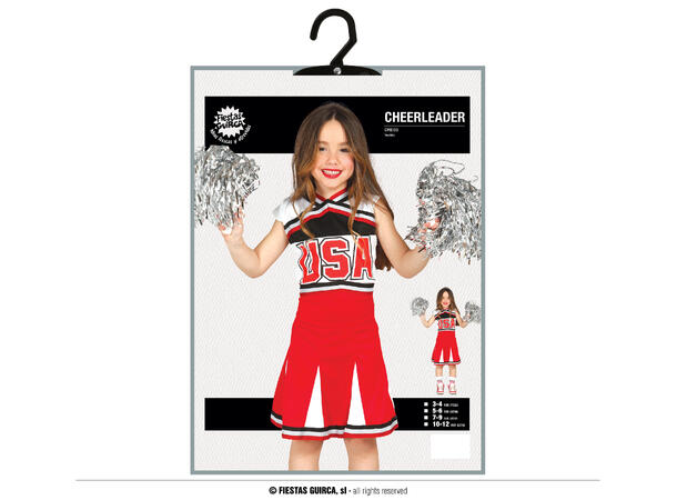 Cheerleader - Barnekostyme 1 Barnekostyme til jente - Str 3-4 År 