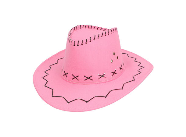 Cowboyhatt - Lys Rosa - Lærlook 1 Hatt til voksen - Onesize 