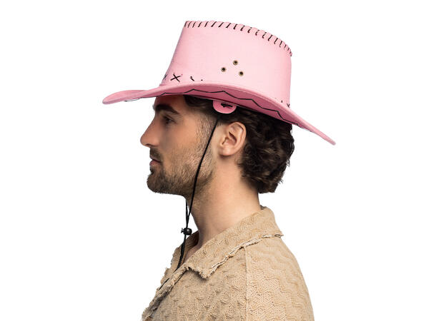 Cowboyhatt - Lys Rosa - Lærlook 1 Hatt til voksen - Onesize 