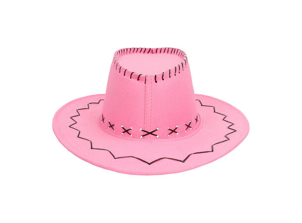 Cowboyhatt - Lys Rosa - Lærlook 1 Hatt til voksen - Onesize 