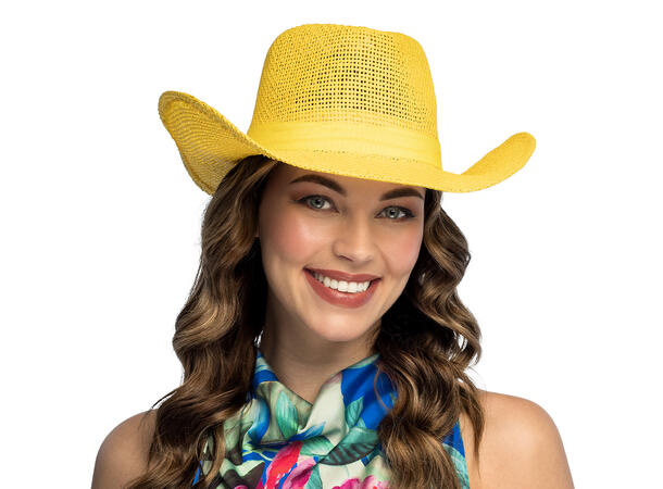 Cowboyhatt - Netting - Gul 1 Hatt til voksen - Onesize 