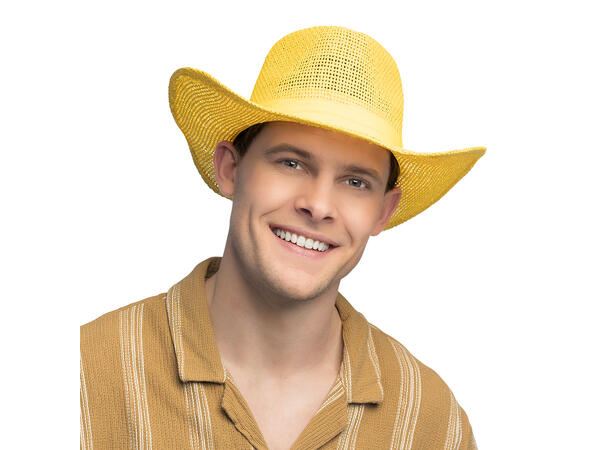 Cowboyhatt - Netting - Gul 1 Hatt til voksen - Onesize 