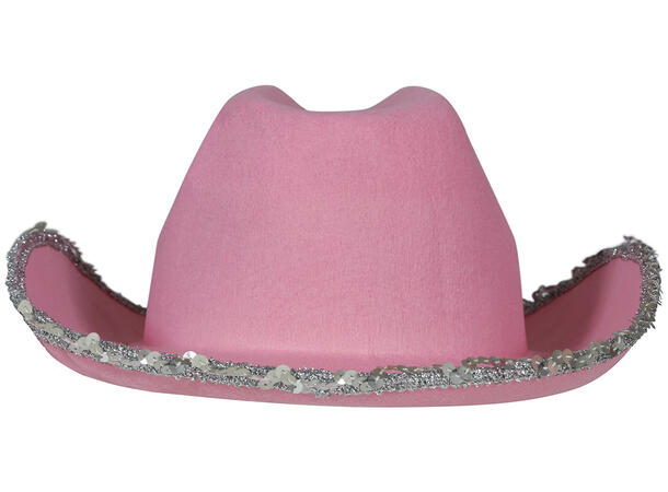 Cowboyhatt - Rosa m/krone og paljetter 1 Hatt i filt til barn - Onesize 