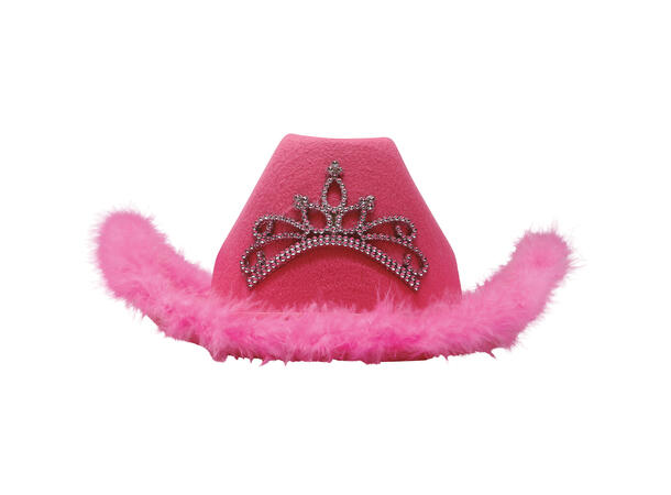 Cowboyhatt - Rosa m/pels 1 Hatt i filt til dame - Onesize 