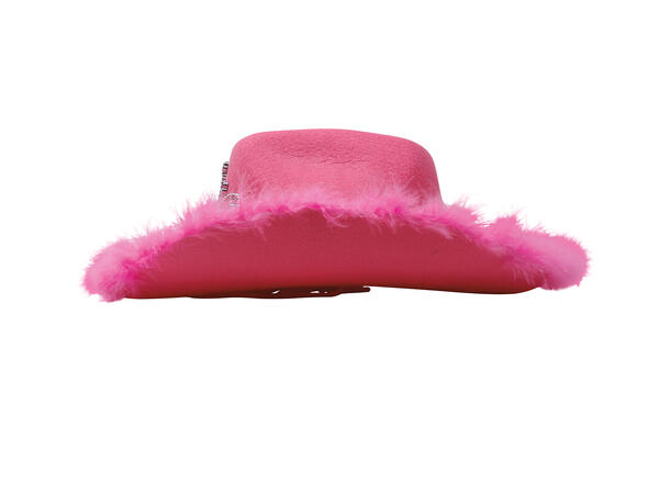 Cowboyhatt - Rosa m/pels 1 Hatt i filt til dame - Onesize 
