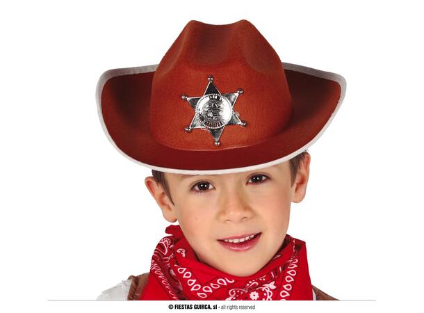 Cowboyhatt m/stjerne - brun - til barn 1 Hatt til barn - Onesize 