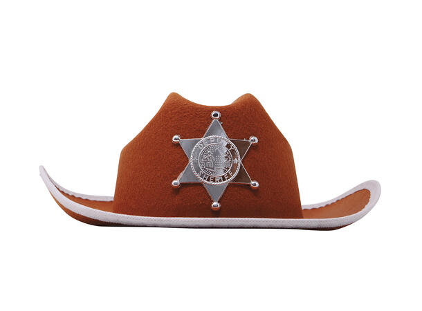 Cowboyhatt m/stjerne - brun - til barn 1 Hatt til barn - Onesize 