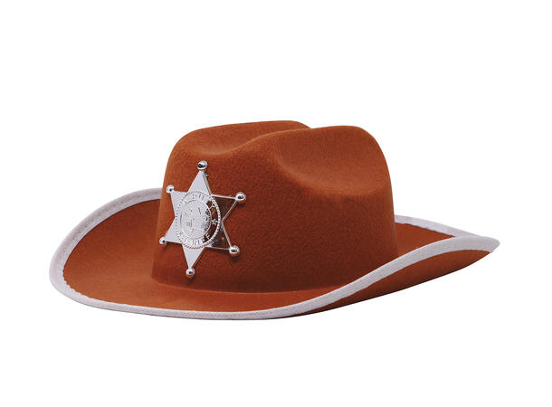 Cowboyhatt m/stjerne - brun - til barn 1 Hatt til barn - Onesize 