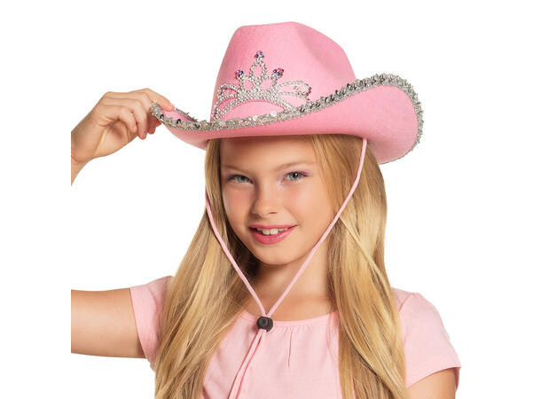 Cowboyhatt med krone til barn - Rosa 1 Hatt til barn - Onesize 