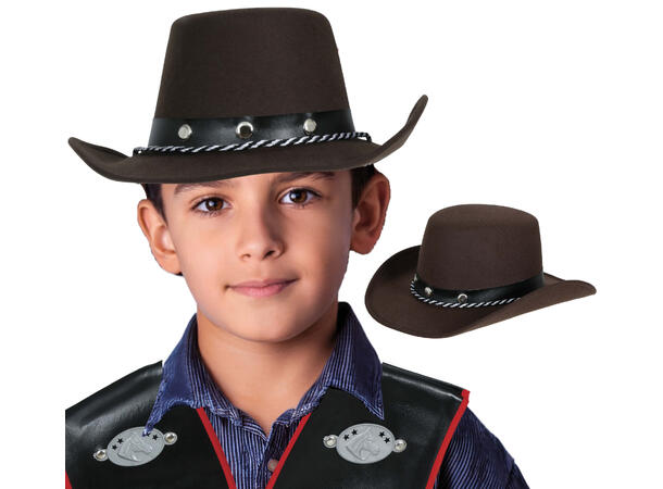 Cowboyhatt til barn - Brun 1 Hatt i filt til barn - Onesize 