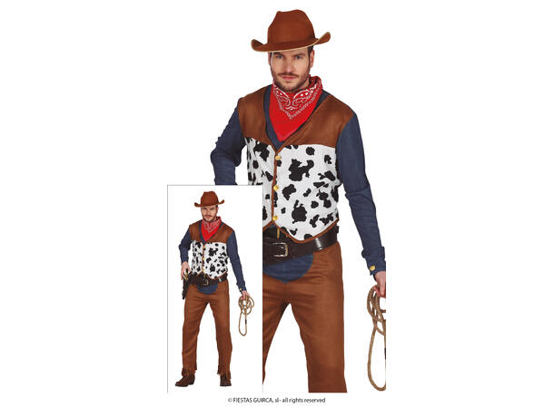 Cowboykostyme - 4 Deler 1 Herrekostyme - str 48-50 (M) 