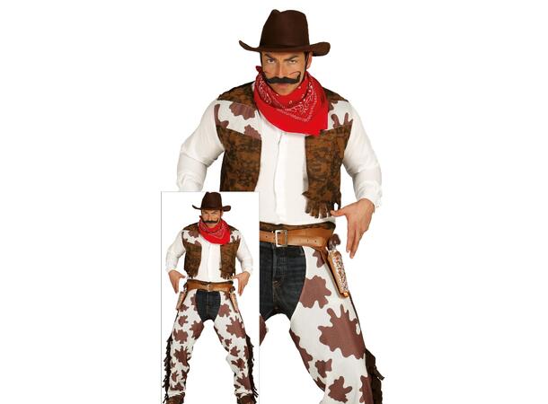Cowboykostyme - Vest og Chaps 1 Herrekostyme - str 54-56 (XL) 