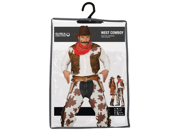 Cowboykostyme - Vest og Chaps 1 Herrekostyme - str 54-56 (XL) 