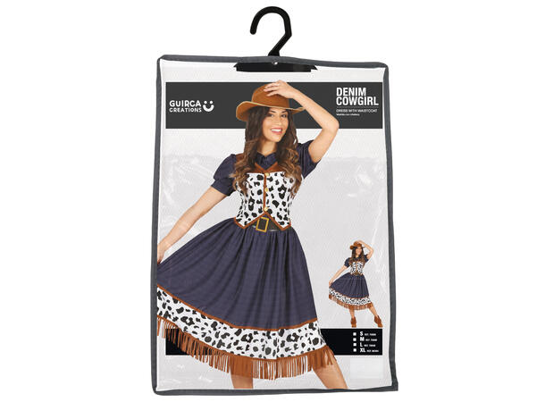 Cowgirl - Kjole og vest - blå 1 Damekostyme - str 44-46 (XL) 