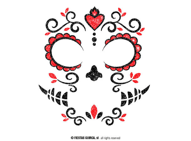 Day if The Dead - Glitter face 1 Ark m/Selvklebende maske - 13x15cm 