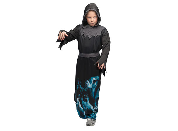 Døden - Kappe m/hette og blå effekter 1 Barnekostyme Unisex - Str 7-9år 