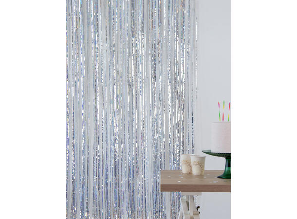 Dørgardin - Frynset - Laser Beam Sølv 1 Folie dørgardin - 2x1m