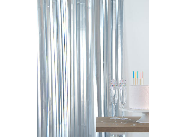 Dørgardin - Frynset - Matt Sølv 1 Frynsegardin - (2,5cm remser)- 1x2m