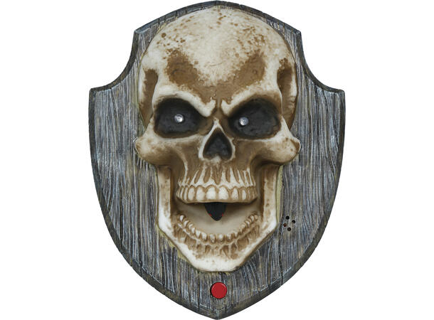 Dørklokke - Hodeskalle Dørklokke m/Lyd/lys/bevegelse - 19x15cm 