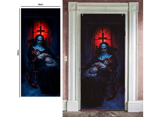 Dørplakat - Skummel nonne 1 Dørplakat in polyester - 80x180cm 