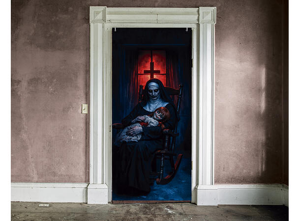 Dørplakat - Skummel nonne 1 Dørplakat in polyester - 80x180cm 