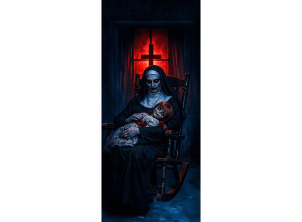 Dørplakat - Skummel nonne 1 Dørplakat in polyester - 80x180cm 