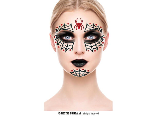 Edderkopp - Glitter face 1 Ark m/Selvklebende maske - 13x15cm 