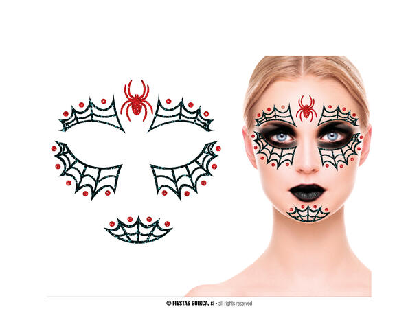 Edderkopp - Glitter face 1 Ark m/Selvklebende maske - 13x15cm 