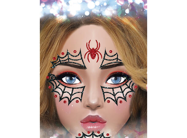 Edderkopp - Glitter face 1 Ark m/Selvklebende maske - 13x15cm 