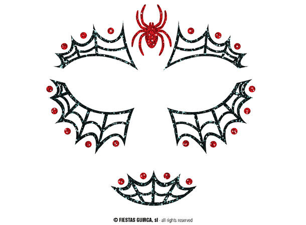 Edderkopp - Glitter face 1 Ark m/Selvklebende maske - 13x15cm 