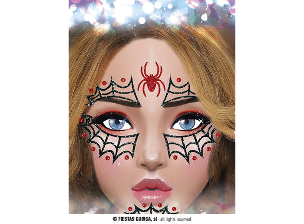 Edderkopp - Glitter face 1 Ark m/Selvklebende maske - 13x15cm 