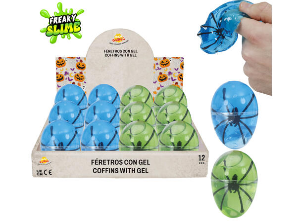 Egg med edderkopp i slim - 2 ass Display med 12 egg - 6cm 