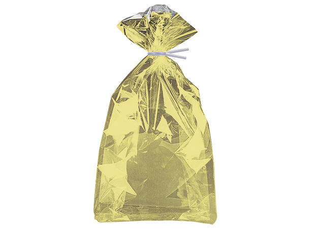 Ensfarget - Gull Folie 10 Cellofanposer - 28x13cm, inkl lukkere