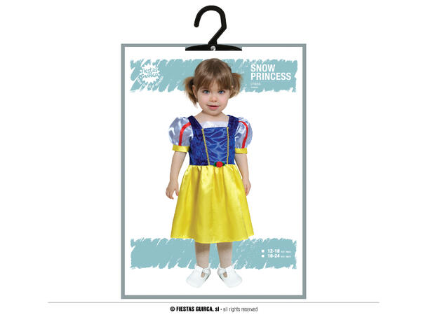 Eventyrprinsesse - Gul/Blå kjole 1 Babykostyme til jente - Str 18-24 Mnd 