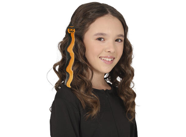 Extention  - Oransje/sort m/gresskar 1 Hairextention i syntetisk hår - 40cm 