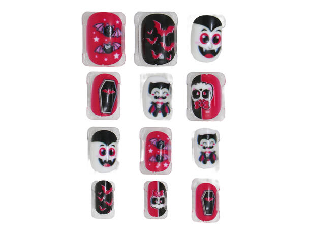 Falske negler - Halloween 3 12 falske negler m/lim 