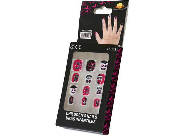 Falske negler - Halloween 3 12 falske negler m/lim 