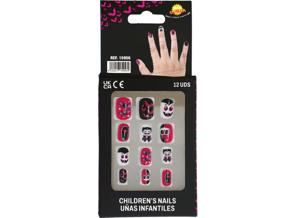 Falske negler - Halloween 3 12 falske negler m/lim 