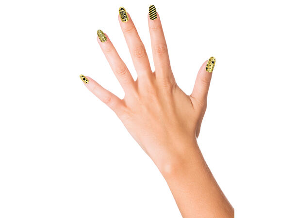 Falske negler - Happy New Year - Gull 1 Sett m/12 negler 