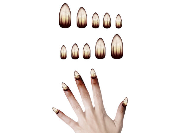 Falske negler - Varulv 12 falske negler m/lim 