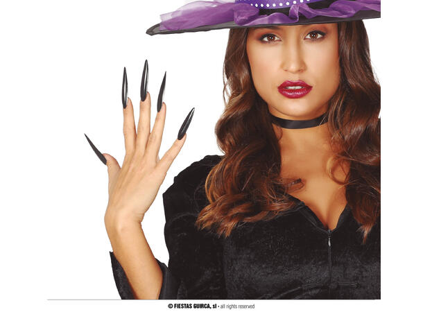 Falske negler - sorte 12 Sorte negler med lim 