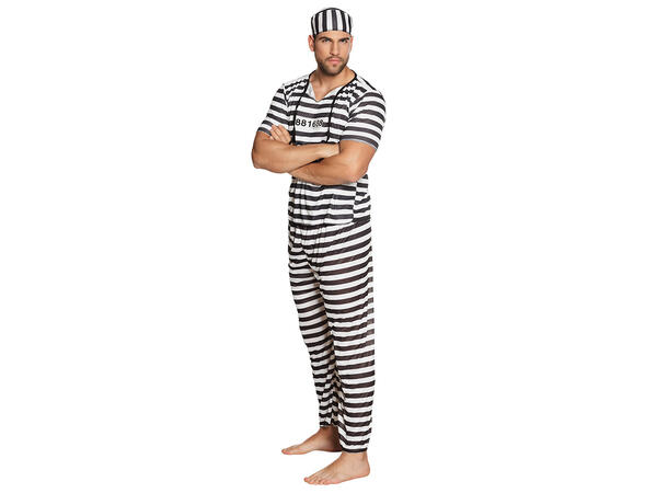 Fangedrakt - Sort/hvit Striper 1 Herrekostyme - Str M/L 