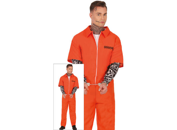 Fangekostyme -Oransje m/Tatovering ermer 1 Herrekostyme - str 48-50 (M) 