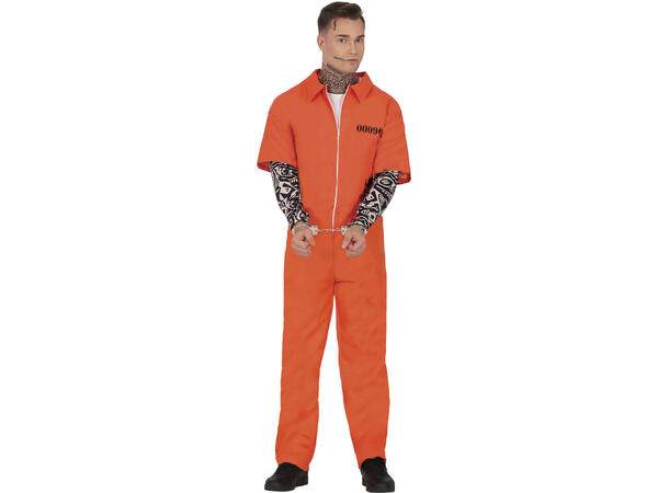 Fangekostyme -Oransje m/Tatovering ermer 1 Herrekostyme - str 48-50 (M) 