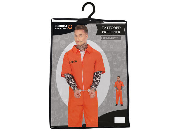 Fangekostyme -Oransje m/Tatovering ermer 1 Herrekostyme - str 48-50 (M) 