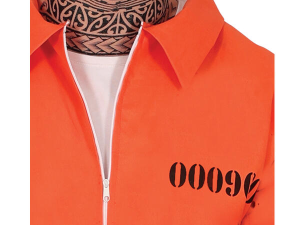 Fangekostyme -Oransje m/Tatovering ermer 1 Herrekostyme - str 48-50 (M) 