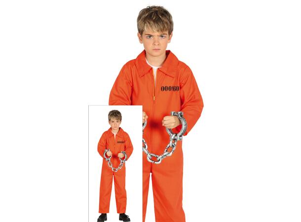 Fangekostyme - Oransje 1 Barnekostyme til gutt - Str 7-9 År 