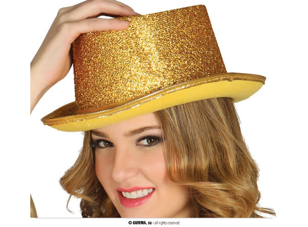 Flosshatt - Gull glitter 1 Hatt til voksen - Onesize 