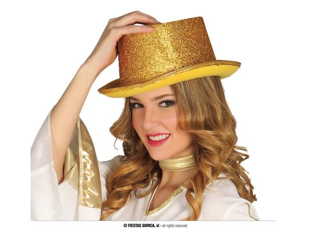 Flosshatt - Gull glitter 1 Hatt til voksen - Onesize 