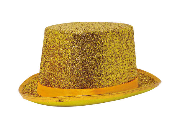 Flosshatt - Gull glitter 1 Hatt til voksen - Onesize 